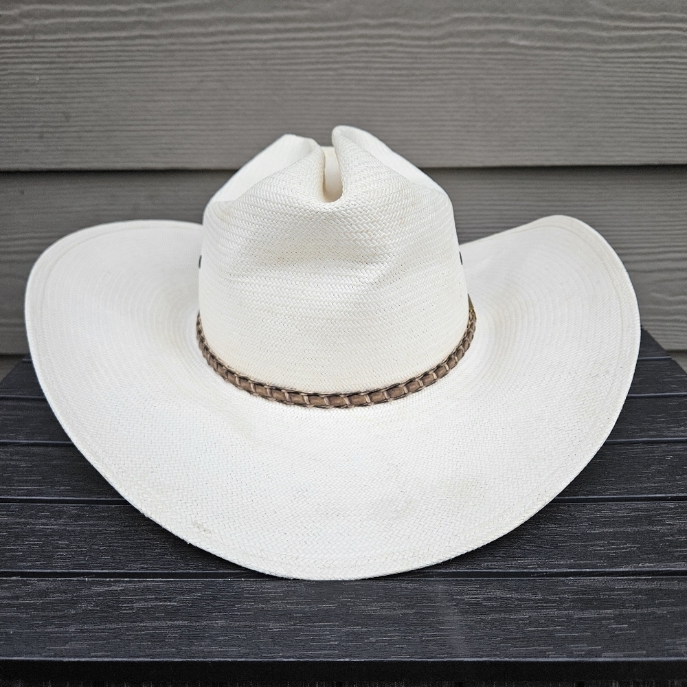 Vtg Stetson 8X Shantung Panama Cowboy Western Rodeo Straw Hat USA Size 6 3/4